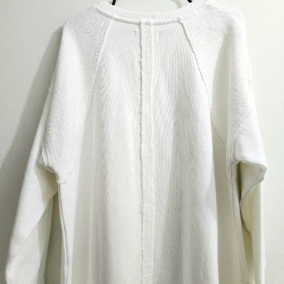 White Free People Poets Pullover Sweatshirt w/ ruffle hem size SP - Picture 6 of 15